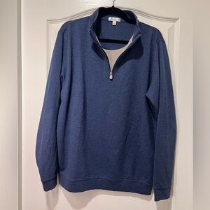 Peter Millar Slub Cotton Blend Quarter-Zip Men’s Pullover Navy Size Large
